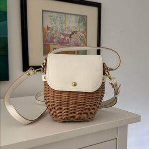 Wicker and White Leather Tommy Bahama  Crossbody Bag